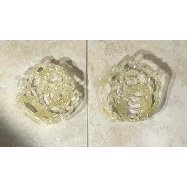 Pair of Vintage Murano Art Glass "Spaghetti" Decorative Discs, Wall Hanging For Sale - Image 9 of 12
