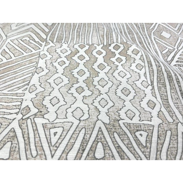 Water Stain Resistant Zarin Fabrics Aspara Linen Beige Grey Off White Ethnic Tribal Upholstery Drapery Fabric For Sale In Columbia, SC - Image 6 of 8