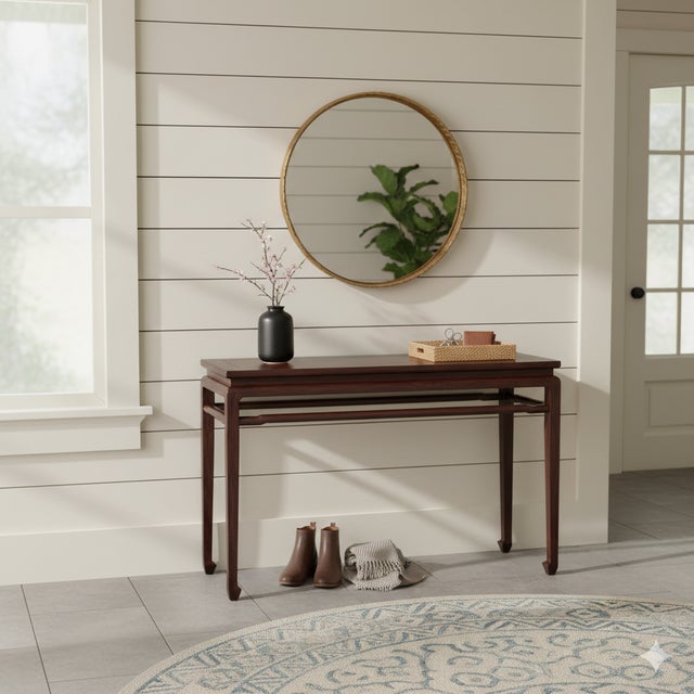 Brown Vintage Oriental Brown Stain Ming Style Simple Altar Console Table For Sale - Image 8 of 9