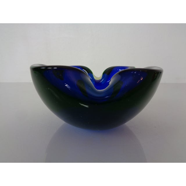 Blue & Yellow Sommerso Murano Glass Bowl, Italy, 1960s For Sale - Image 9 of 11