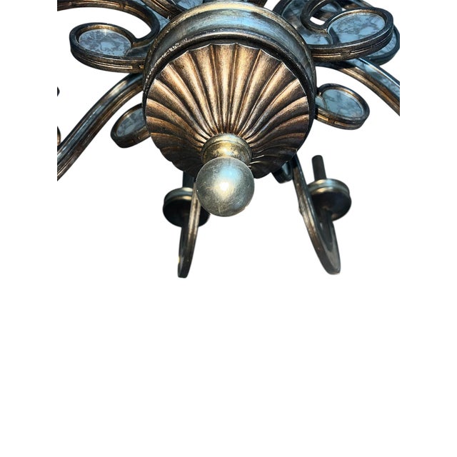 2010s John-Richard Eight Light Antique Bronze Mirrored Chandelier For Sale - Image 5 of 6