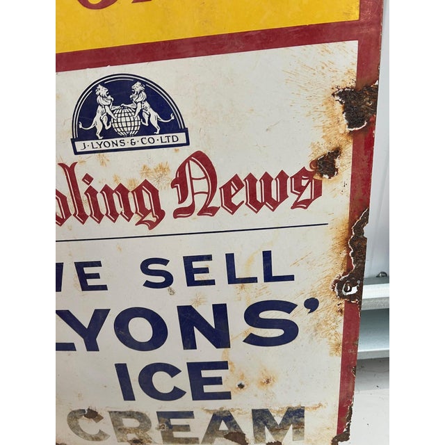 Large Enamel Lyons Ice Cream Sign, 1940s For Sale - Image 3 of 11