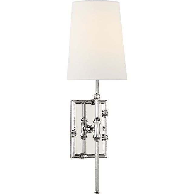 Grenol Single Modern Bamboo Sconce in Polished Nickel with Linen Shade Designer: Studio VC Finish: Polished Nickel Height:...