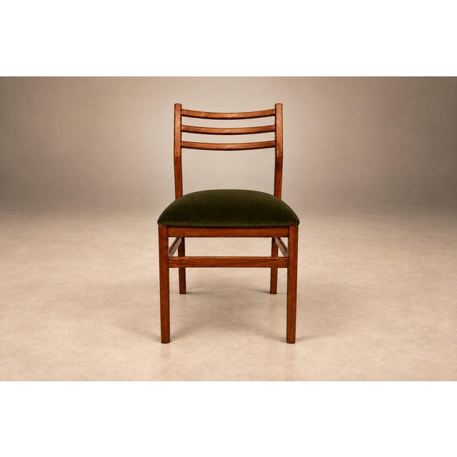 Brazilian Modern Set of Twelve Chairs in Caviuna wood & Olive Velvet, Arrendamento, 1960s, Lot 661-1181 For Sale - Image 15 of 18