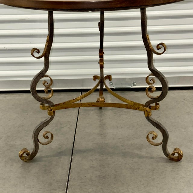 French 1940s Wrought Iron French Guéridon Side Table For Sale - Image 3 of 9