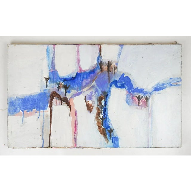 Mid 20th Century Vintage Mid 20th Century Abstract in Blue Pink White Painting For Sale - Image 5 of 6