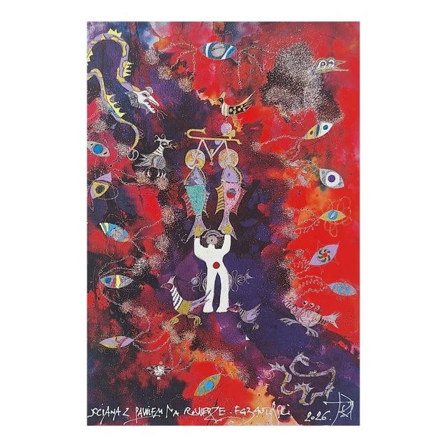 Jan Kanty Pawluskiewicz, Colorful Surrealist Peacock on a Bicycle, Limited Edition Pigment Print, 2026 For Sale