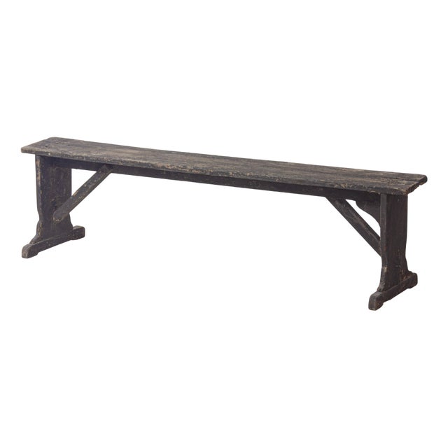 Antique Folk Art Side Bench in Ebonised Wood, 1890s For Sale