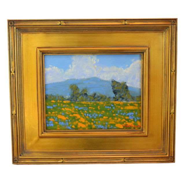 2020s Marc M. Graison California Landscape "Summer Symphony" Painting Including the Antiqued Gold Wood Frame For Sale - Image 5 of 5