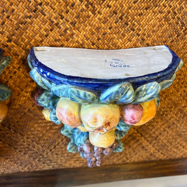 Late 19th Century Late 19th Century Italian Majolica Fruit Wall Brackets - A Pair For Sale - Image 5 of 12