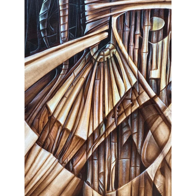 Late 20th Century Composition With Bamboos- Acrylic on Canvas Signed Cherubini For Sale - Image 5 of 10