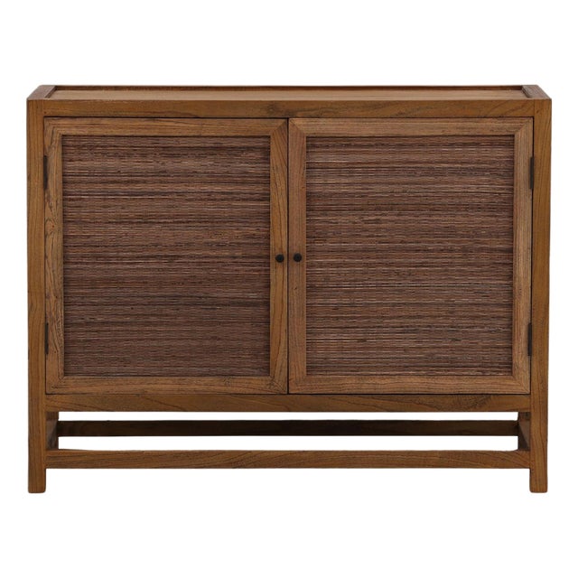 Coconut Rattan Two-Door Sideboard Credenza For Sale