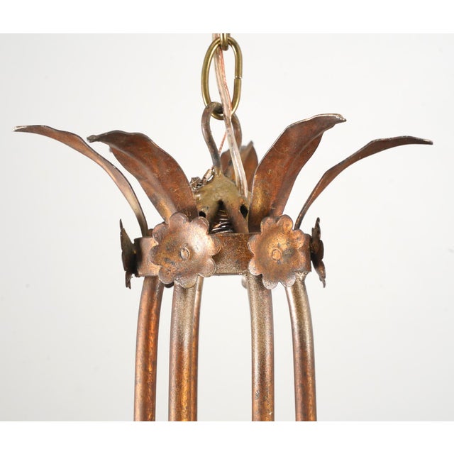 Restored Vintage Italian Gilt Tole Foliate Chandelier For Sale - Image 4 of 10