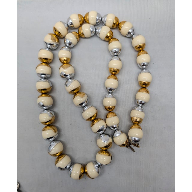 Ivory Vintage Signed Alexis Kirk Modernist Beaded Necklace For Sale - Image 8 of 8