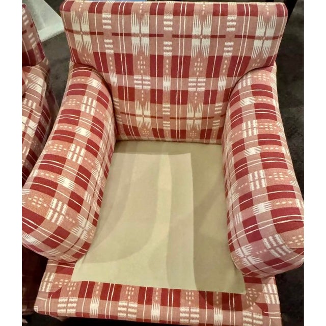 2000 - 2009 Set of 2 Attributed to Baker Furniture Oversized Club Chairs in Mornas Plaid by Brunschwig & Fils For Sale - Image 5 of 6