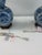 Late 20th Century Pair of Ralph Lauren Home Blue & White Porcelain Double Gourd Table Lamps With White/Blue Trim Shades For Sale - Image 10 of 11