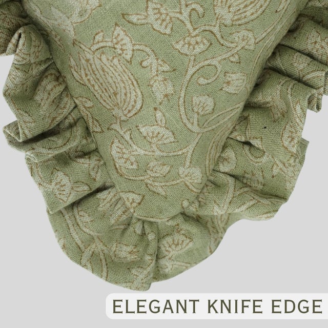 Farmhouse Fabdivine Elegant Handmade Linen Pillow Cover Floral Block Print Design- 26x26 Inch, 6Kamal For Sale - Image 3 of 6