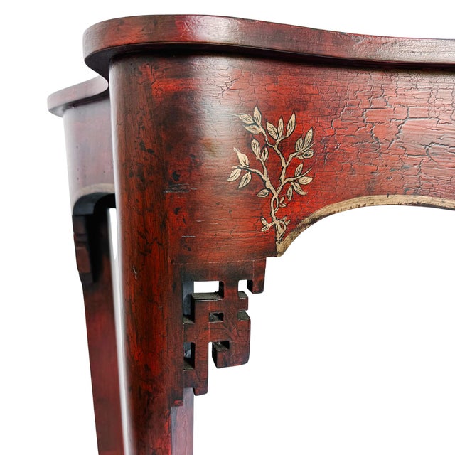 Red Crackle Lacquer Chinese Chippendale Console Table by Minton-Spidell For Sale - Image 12 of 16