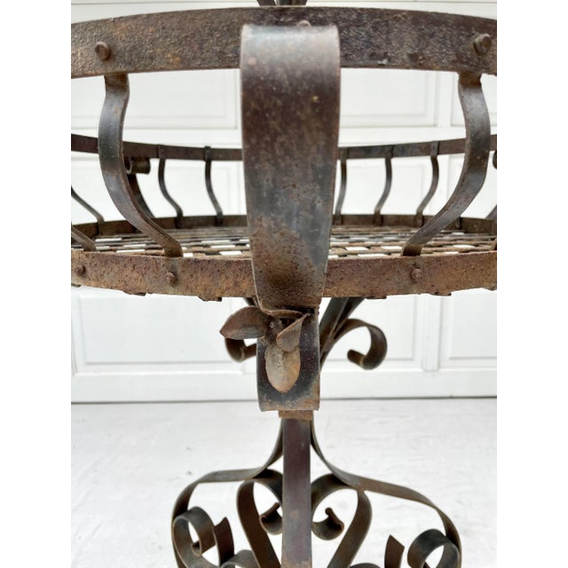 Vintage French Iron 2-Tier Garden Topiary Stand For Sale In Los Angeles - Image 6 of 13