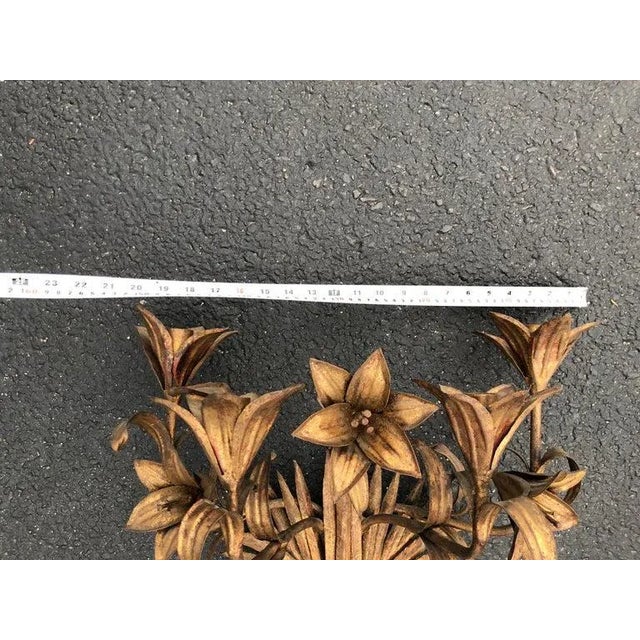 Large Italian Gilt Iron Floral Wall Sconce For Sale - Image 10 of 12