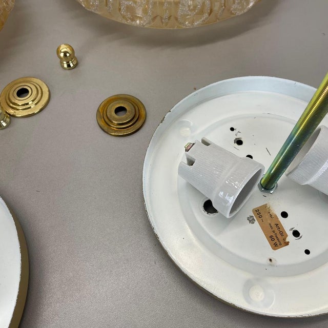 German Textured Amber Glass Wall Lights, 1970s, Set of 2 For Sale - Image 14 of 18