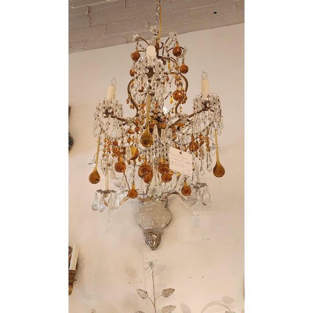1920s French Orange and Clear Crystal Chandelier For Sale - Image 10 of 12
