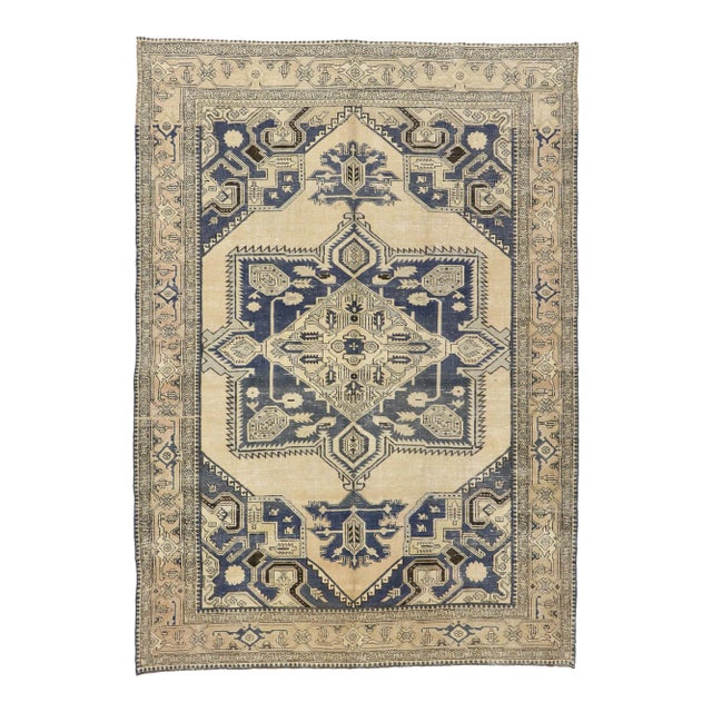 Antique-Worn Persian Viss Rug - 06'11 X 09'10 For Sale