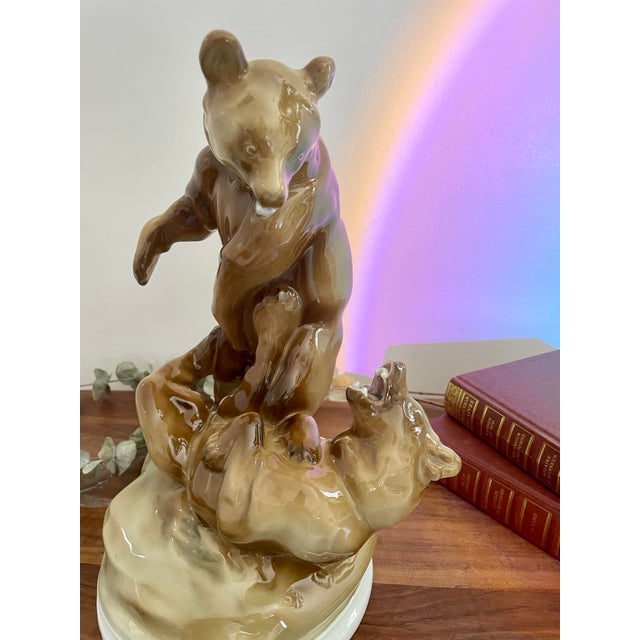 Porcelain Bear Sculpture from Zsolnay, Hungary, 1980s, in Very Good conditions. Designed 1980 to 1989