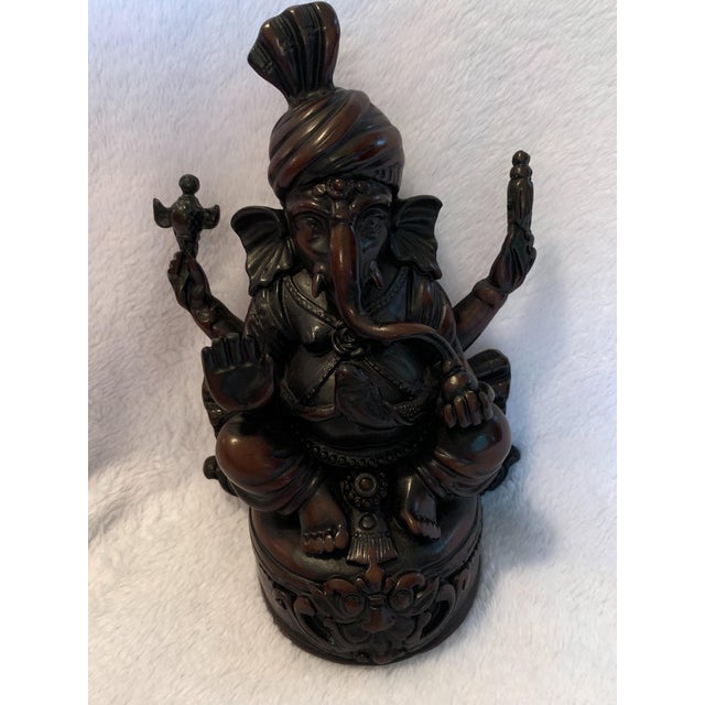 Late 20th Century Tibetan Buddhist Ganapati, Lord Ganesh Solid Mahogany Hand-Carved Statue For Sale - Image 9 of 12