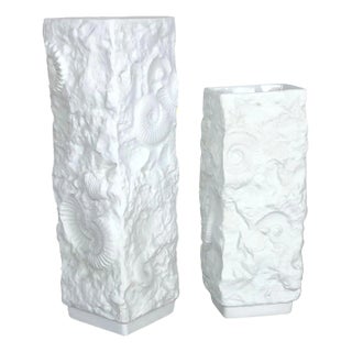 Op Art Biscuit Porcelain Vase from AK Kaiser, Germany, 1970s, Set of 2 For Sale