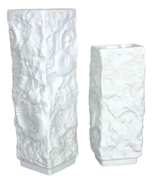 Op Art Biscuit Porcelain Vase from AK Kaiser, Germany, 1970s, Set of 2