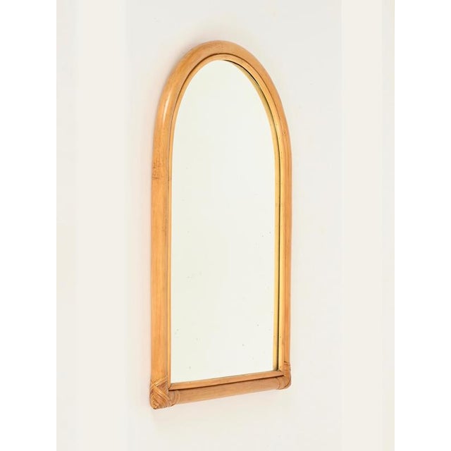 Wood Large French Riviera Arch Mirror in Bamboo and Rattan, Italy, 1960s For Sale - Image 7 of 12