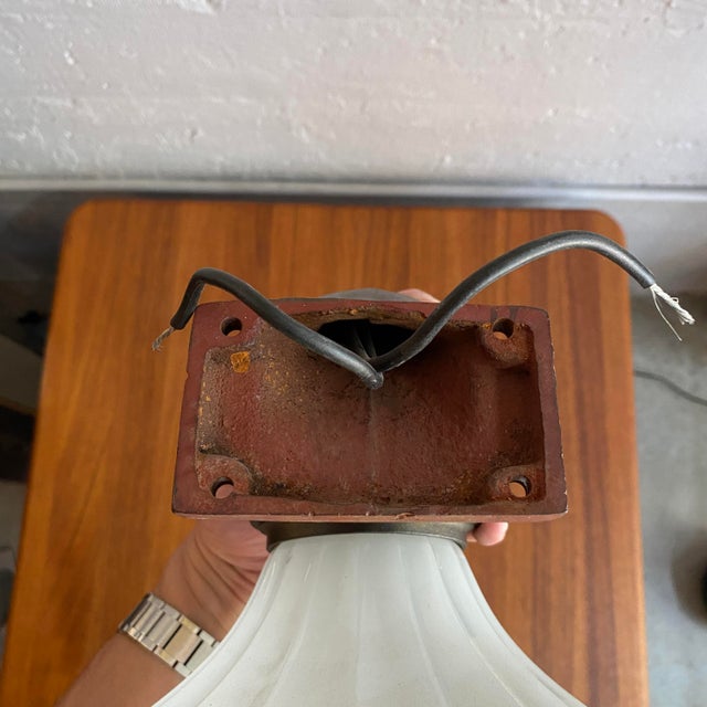 Antique Industrial Cast Iron Wall Sconce With Milk Glass Shade For Sale - Image 12 of 12