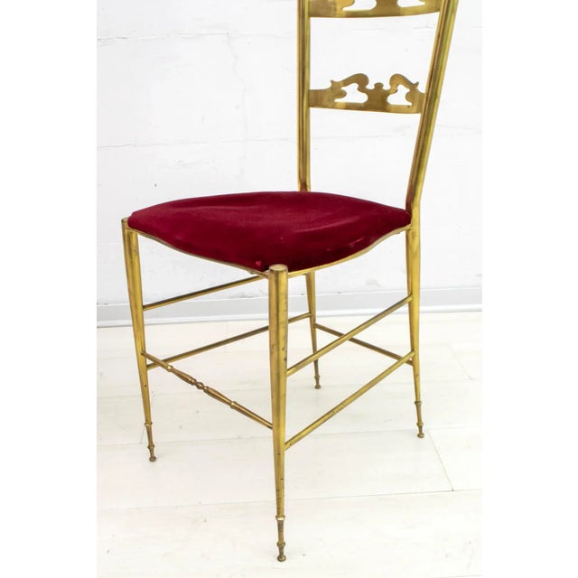 Set of Modern Brass Dining Chairs with High Backs from Chiavari, 1950s For Sale - Image 6 of 8