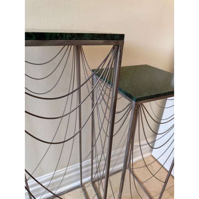 Curtis Jere Pair of Vintage Curtis Jeré Jere Signed Sculptural Art Deco Metal Wire Swag Display Pedestals Dated 1989 & 1990. For Sale - Image 4 of 9