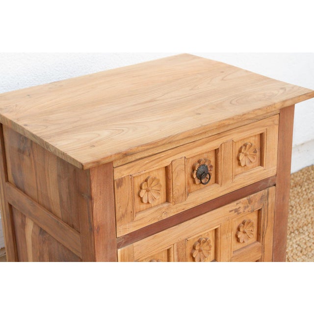 1990s Small Lotus Flower Carved Nightstand For Sale - Image 5 of 7