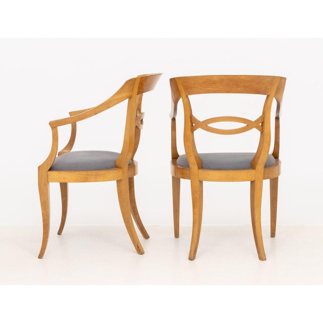 Biedermeier Style Fruitwood Armchairs, Pair For Sale - Image 4 of 5