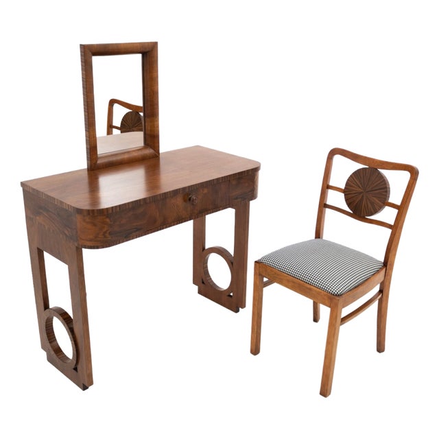 Art Deco Dressing Table with Chair, Poland, 1930s, Set of 2 For Sale