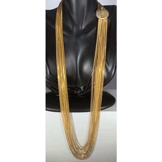 Gucci 18 Karat Gold Multi Strand Long Lariat Necklace Diamond Clasp For Sale - Image 10 of 18