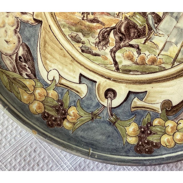 Antique Aguado Toledo Spanish Hand-Painted Don Quixote Plate – Signed, 12 1/2” Diameter For Sale In Washington DC - Image 6 of 11