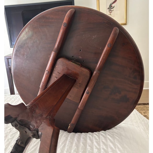 Antique Round Tilt Top Style Wooden Table With Tripod Base For Sale - Image 13 of 17