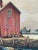 Nautical Vintage 1965 Framed Painting of Dinghys and Sailboat at the Lobster-Mans Shack in the Harbor For Sale - Image 3 of 13