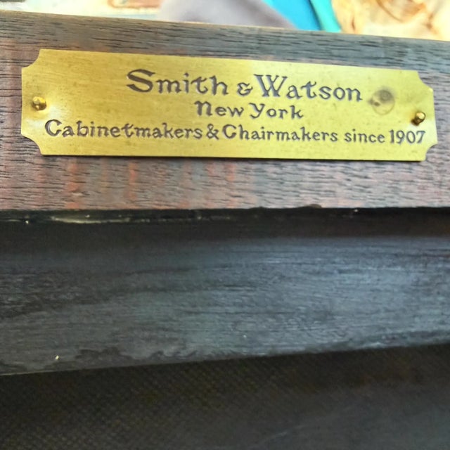 Chippendale 1960s Set of 8 Solid Wood Smith and Watson Chippendale Chippendale Fretwork Dining Chairs Brass Tag For Sale - Image 3 of 4