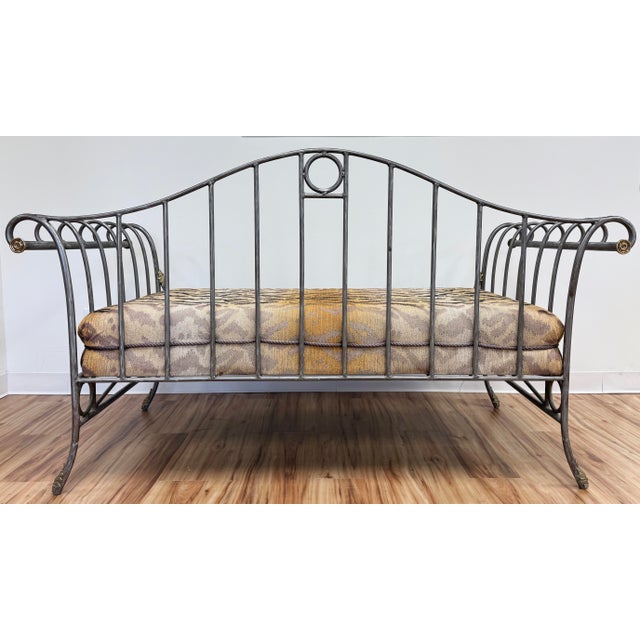 Mid 20th Century Vintage Maison Jansen Style Scrolled Steel Daybed For Sale - Image 5 of 12