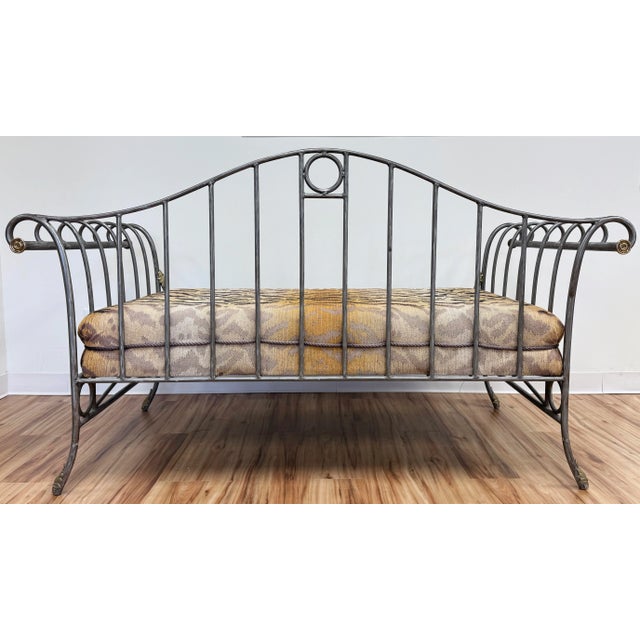 Mid 20th Century Vintage Maison Jansen Style Scrolled Steel Settee Daybed For Sale - Image 5 of 13