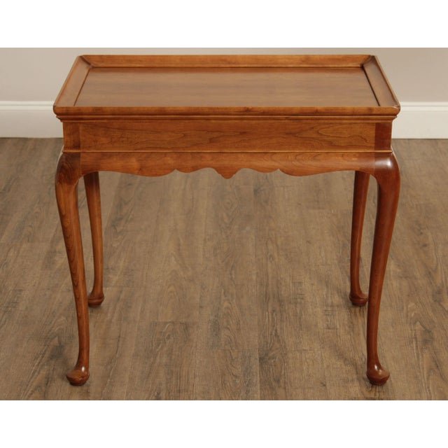 Queen Anne 1980s Stickley Queen Anne Style Cherry Tea Table For Sale - Image 3 of 12