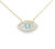 Mid-Century Modern Mid 20th Century 14k Yellow Gold Blue Topaz Diamond Evil Eye Necklace Estate For Sale - Image 3 of 4