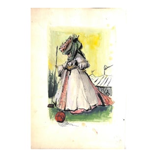 Richard De Menocal Vogue Watercolour of Lady Croquet Player Nov 15 1947 For Sale