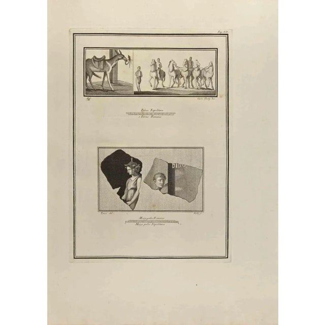 Life In Roman Empire Fresco from "Antiquities of Herculaneum" is an etching on paper realized by Carlo Nolli in the 18th...