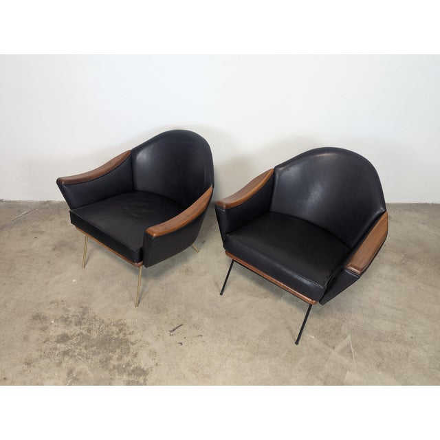 Mid Century Modern Leather Lounge Chairs by Adrian Pearsall for Craft Associates Model #1806-C, Set of 2 For Sale - Image 12 of 12